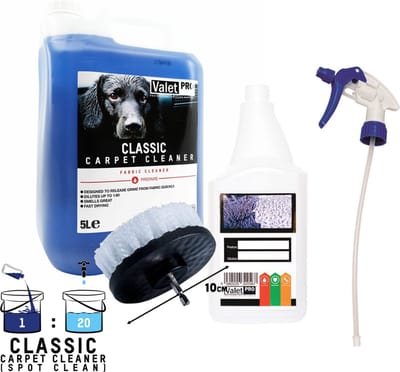 Tapijt reiniger ValetPro 5 ltr! nu met een roterende borstel en een doseerfles met verstuiver voor optimaal en snel resultaat!