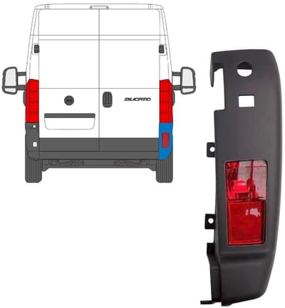 Achterbumper hoek met lamp voor Fiat Ducato 2006-2018 / Rechts / Set