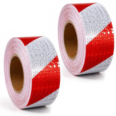 Reflecterende zelfklevende veiligheidsband, 2 spoelen van 5 cm x 25 m, waterdicht en onbreekbaar voor hekwerk, werkplaats en bouwplaats