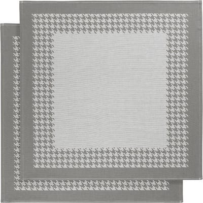 De Witte Lietaer Theedoek Pied de Poule, Grijs - 2 stuks - 65 x 65 cm - Katoen