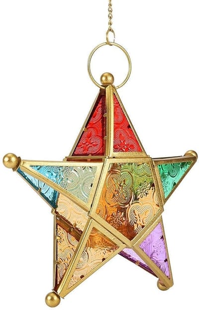 Allecto - Marokkaanse Ster Hanglamp - Decoratieve Lantaarn - Stijlvol voor Tuin en Patio - Gouden Kleur - Uniek voor Bruiloften en Feesten