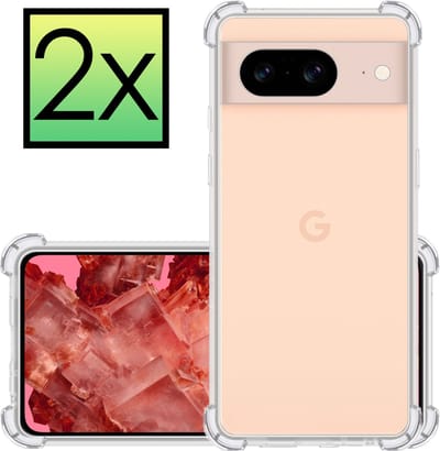 Hoesje - 2 Stuks - Geschikt voor Google Pixel 8 - Sterk & Shockproof - Siliconen Case - Back Cover - Telefoon Hoes Shock Proof - Transparant