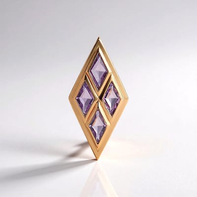 Cavill - Zilveren Hanger - 925 Sterling Zilver Rosé Verguld - 4 Lavendel Amethisten Fancy Cut 2,871 ct - Geometrisch Modern Design - Luxe Sieraad