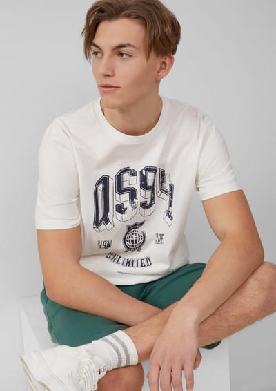 Basis T-shirt met ronde hals met print aan de voorkant QS
