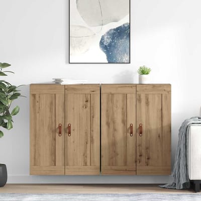 vidaXL - Wandkast - 2 - st - Artisan - Eiken - 69,5 - x - 34 - x - 90 - cm - Bewerkt - hout