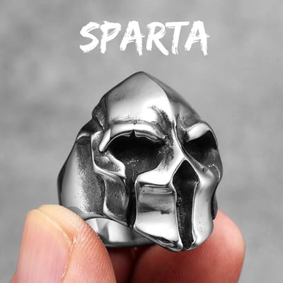 Roestvrijstalen Herenringen Spartaanse Helm Krijger Schedel Punk Rock Gothic voor Biker Mannelijk Jongen Sieraden Creativiteit Cadeau 10 white