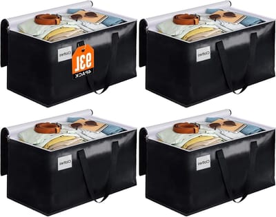 Verhuisdozen Opbergzakken - Reis Tassen - Spullen Opslaan - Waterdicht Stevig - 93 Liter 4 Stuks - Zwart