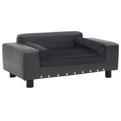 vidaXL - Hondenbank - 81x43x31 - cm - pluche - en - kunstleer - donkergrijs