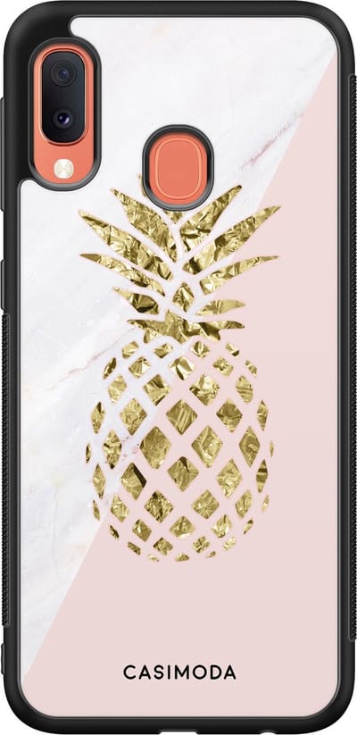 Casimoda® hoesje - Geschikt voor Samsung Galaxy A20e - Ananas - Zwart TPU Backcover - Ananas - Roze