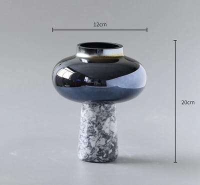 Nieuwe Chinese Stijl Marmer Glas Vaas Ornamenten Huis Modelkamer Designer High-end Bloemenware