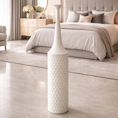 Vaas 14 x 65 cm - Hoge Metaal Vaas in Wit voor Wooninrichting