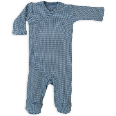 Overslag boxpakje - newborn - maat 50 - blauw - stretch katoen