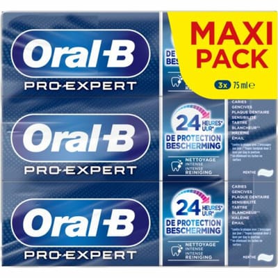 Oral B - Tandpasta - Pro-Expert - 24u Bescherming - Intense Reiniging - Zachte Munt - 75ml x 3