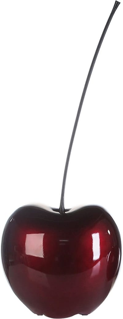 Sculptuur - Beeld - "Celebration" Kers - Rood - Decoratief Figuur - Fruit - Diameter 17 cm - H 42 cm