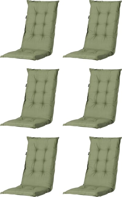 Madison - Tuinkussen - Universeel - Hoge Rug - 6 st. - Basic Green - 120x46cm - Groen - Tuinstoelkussens - Standenstoel