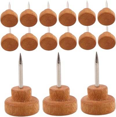 Houten Punaises - Decoratieve Punaises Platte Kop - Notities Ophangen - Moderne Houten Look - 100 Stuks - Koffie