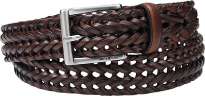FOSSIL Leren Riem Myles Belt W95 Cognac Donkerbruin
