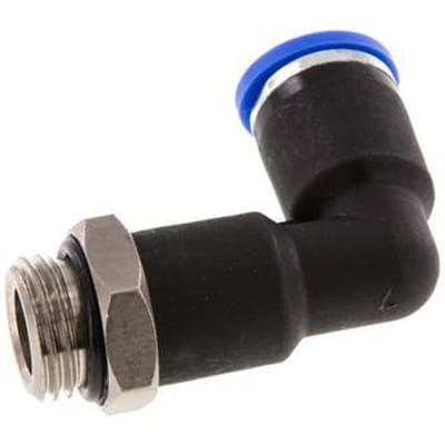 8mm x G1/4'' 90 graden L-verbinding Messing/PA 66 Insteekfitting Buitendraad Lange Behuizing Draaibaar NBR [2 Stuks]