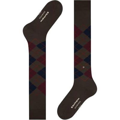 Burlington Edinburgh lang gedessineerd wol kniekousen heren bruin - maat 40-46