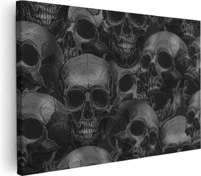 Artaza Canvas Schilderij Schedel Patroon - 30x20 cm - Klein - Muurdecoratie Skull Decoratie - Wanddecoratie Woonkamer - Schilderijen Op Canvas Gothic