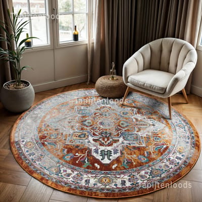 Picasso Castana Vintage Rond Vloerkleed Terra / Multi Laagpolig- 160 CM Ø