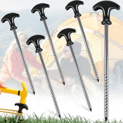Set van 6 Roestvrije Camping Haringen voor Harde Bodems - Ideaal voor Tent, Bivak en Tuinactiviteiten Buiten