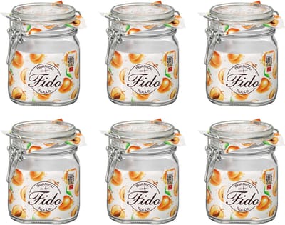 Bormioli Rocco Weckpot Fido - 10 x 10 cm / 750 ml - vierkant - 6 stuks
