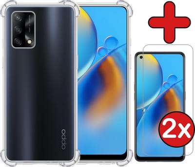 Hoesje - Met Screenprotector - 2 Stuks - Geschikt voor OPPO A74 4G - Sterk & Shockproof - Back Cover - Siliconen Case - Telefoon Hoes - Shock Proof - Telefoonhoes - Transparant
