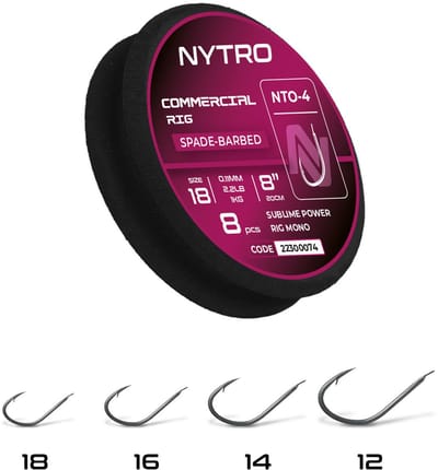 Nytro Ready Tied Rigs Commercial Rig Spade-Barbed 20cm (8 pcs) - Maat : Haak 12 - 0.15mm