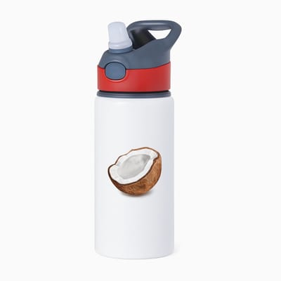 Hacebo® - Kokosnoot waterfles met rietje rood - Fruitschaal - fruit liefhebbers - Kokos - vrucht - gezond eten - water fles - 650ML