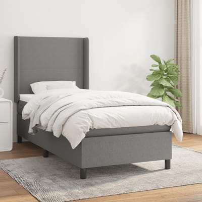 vidaXL - Boxspring - met - matras - stof - donkergrijs - 100x200 - cm