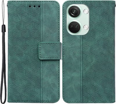 Coverup Hoesje - Geschikt voor OnePlus Nord 3 Hoesje - Coverup Geometric Book Case - Groen