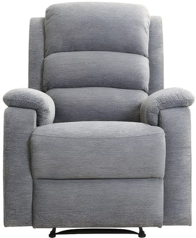 Vente-unique Elektrische relaxfauteuil van stof met plateau NEVERS - Grijs
