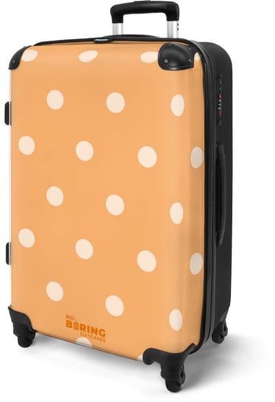 NoBoringSuitcases.com® - Koffer groot - Rolkoffer lichtgewicht - Oranje stippen patroon - Reiskoffer met 4 wielen - Grote trolley XL - 20 kg bagage - Valiezen middelgroot - Hardcase bagagekoffer - Suitcase large