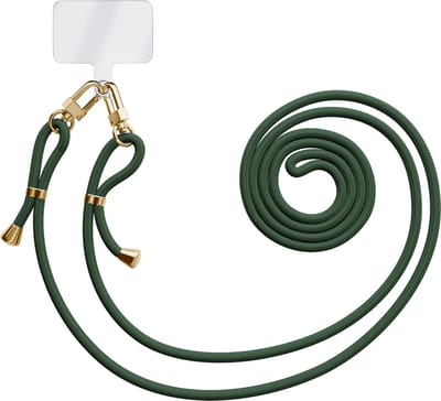 Casimoda® - Universeel telefoonkoord met dubbele sluiting - Telefoonketting - Phone cord - Verstelbaar koord voor telefoon - Groen
