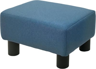 Lage Kruk Donkerblauw - Compacte Voetenbank met Linnen Stof en 100 kg Draagkracht