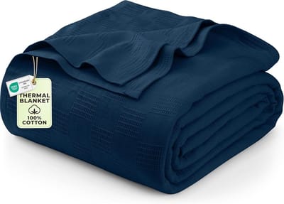Luxe Katoenen Dekentje Kingsize Navy Blauw - 275 x 229 cm - Zacht en Ademend