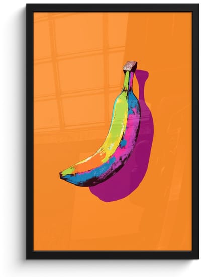 Poster in lijst - Fotolijst 40x60 cm - Posters - Felle kleuren - Banaan - popart - Posterlijst zwart - Decoratie - Wanddecoratie woonkamer - Muurdecoratie slaapkamer
