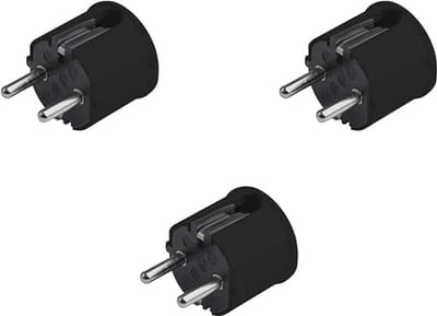Veiligheidscontactstekker 3 stuks - Kunststof Zwart - 250V 16A - IP20 - Zijdelingse Invoer / Geaarde Stekker met Trekontlasting