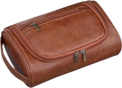 Reis Toilettas Dames en Heren – Waterdichte Make-up Tas, Cosmetica Organizer, Toiletzak met Ritssluiting, Compact en Ophangbaar voor Vakantie - Bruin