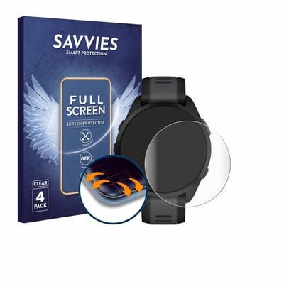 Savvies - Screenprotector voor Garmin Forerunner 165 Music - Folie Beschermfolie transparant volledig dekking 4 Stuks