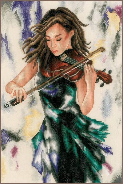 Lanarte Borduurpakket - Borduurset - Borduurpakket volwassenen - Telpakket kit - 26 x 35cm - Ontspan op de muziek - PN-0200913