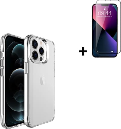 Hoesje Geschikt voor iPhone 13 Pro Max - Screenprotector iPhone 13 Pro Max - iPhone 13 Pro Max Hoesje Transparant Siliconen Case + Full Screenprotector