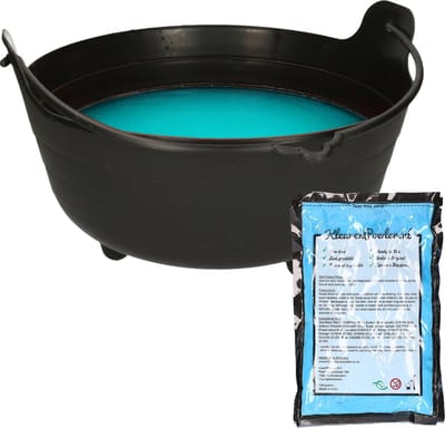 Halloween heksenketel/kookpot met heksensoep - 37 cm - incl. kleurpoeder blauw