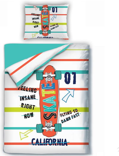 Decoware Kinderdekbedovertrek Skate 140x220 cm – Katoen Renforcé – Eenpersoons - Skate Thema - Met Kussensloop