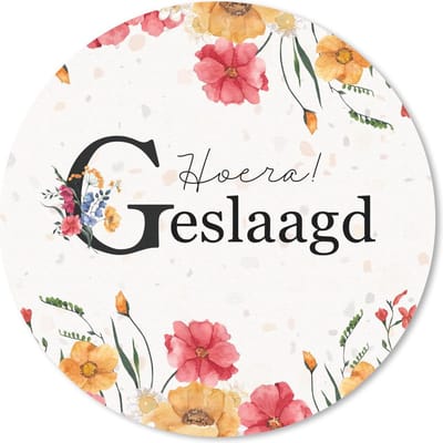 Muismat rond 20x20 cm - Mousepad Bloemen - 'Hoera! Geslaagd' - Spreuken - Quotes - Ronde muismatten