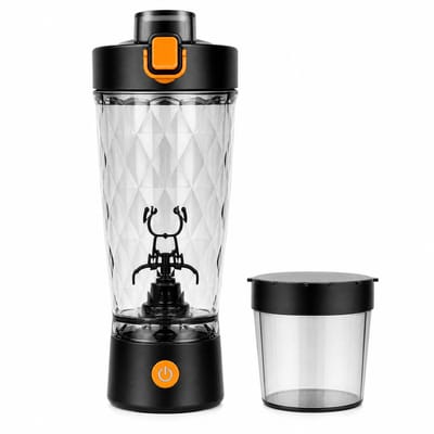 Elektrische Shakebeker 650ml – Klontvrije Proteïne Shaker met Supplementen Doosje – BPA-vrij Tritan – USB-C Oplaadbaar – 4800 RPM Vortex Mixer – Eiwit Shaker Sportbeker Protein Shake Blender to go – Drievoudig Lekvrij – Fitness Gym Sport – Zwart