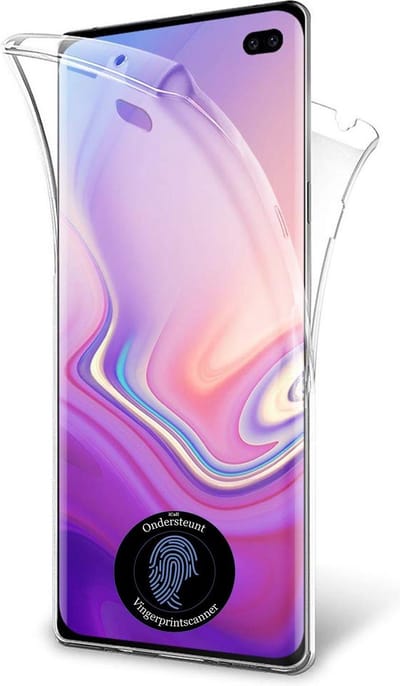 Hoesje geschikt voor Samsung Galaxy S10 Plus - 2 in 1 Volledig Dekkende 360 Hoes Transparant met Ingebouwde Siliconen Screenprotector