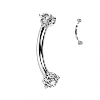 Piercing titanium curved ster 1.2x8x3 - zilver - LMPiercings