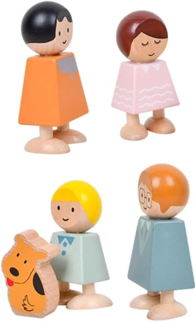 Houten Figuren - Familie Speelgoed - Cognitieve Ontwikkeling - Gladde Afwerking - 9x3.6x3CM - Diverse kleuren